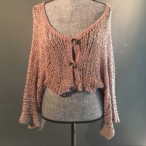 Open knit crop shrug by free people